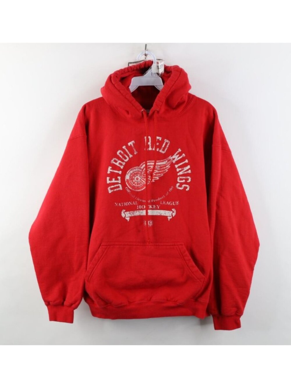 Vtg Y2K Mens Large Spell Out Old Time Hockey Detroit Red Wings Hoodie Sweatshirt